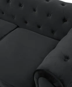 Grand canapé 3 places Chesterfield Velours Noir