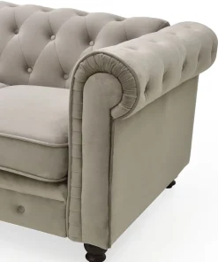 Grand canapé 3 places Chesterfield Velours Taupe