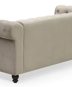 Grand canapé 3 places Chesterfield Velours Taupe