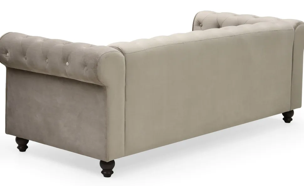 Grand canapé 3 places Chesterfield Velours Taupe