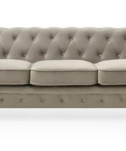 Grand canapé 3 places Chesterfield Velours Taupe