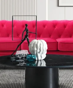 Grand canapé 3 places Chesterfield Velours Rouge