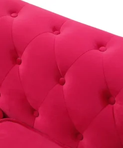 Grand canapé 3 places Chesterfield Velours Rouge