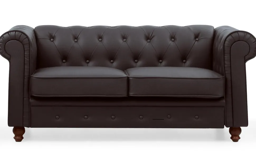 Grand canapé 2 places Chesterfield Marron