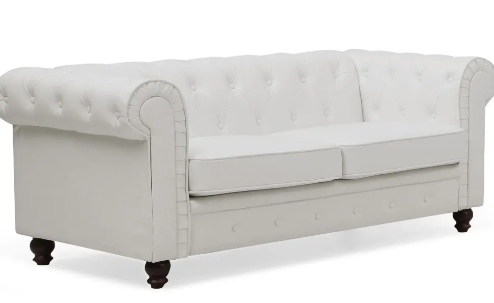 Grand canapé 2 places Chesterfield Blanc