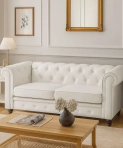 Grand canapé 2 places Chesterfield Blanc