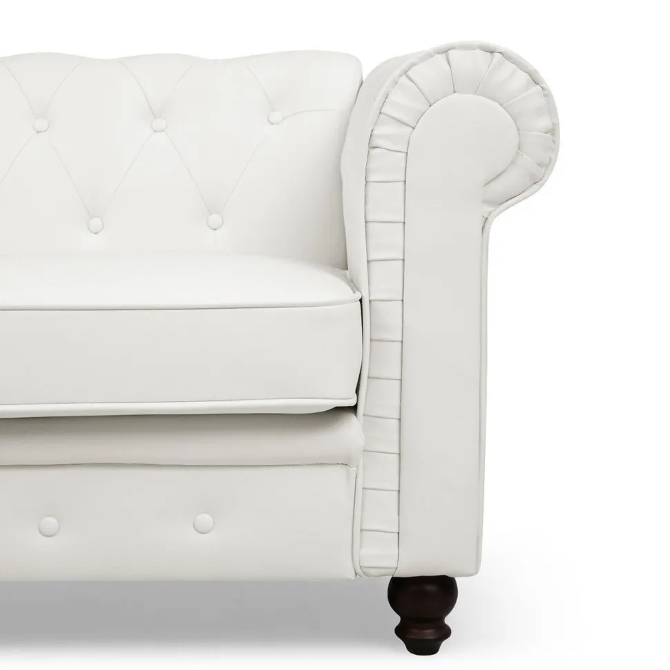 Grand canapé 2 places Chesterfield Blanc