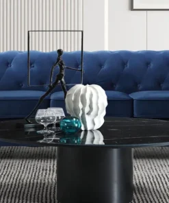 Grand canapé 3 places Chesterfield Velours Bleu