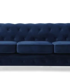 Grand canapé 3 places Chesterfield Velours Bleu