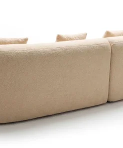 Grand canapé incurvé 5 places Harmonia Tissu teddy Beige