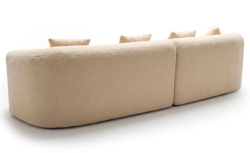 Grand canapé incurvé 5 places Harmonia Tissu teddy Beige