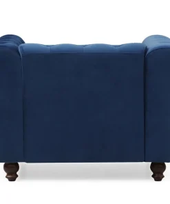 Grand fauteuil Chesterfield Velours Bleu