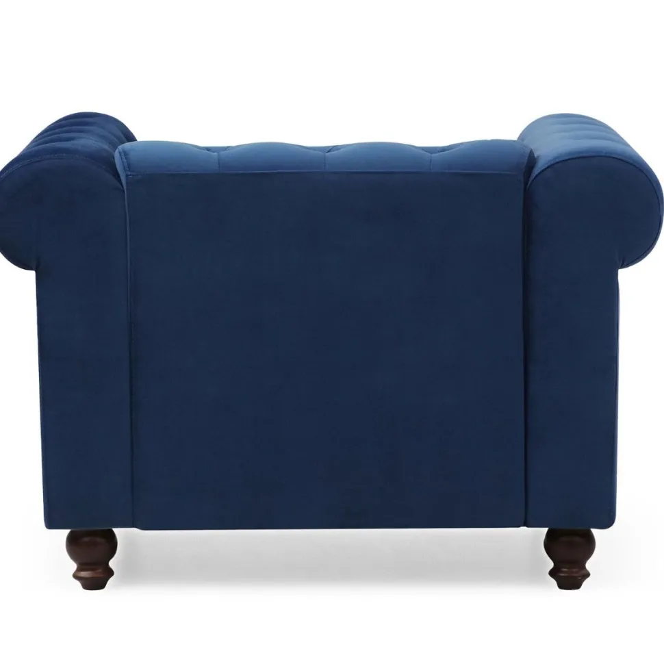 Grand fauteuil Chesterfield Velours Bleu