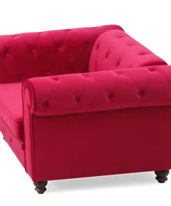 Grand fauteuil Chesterfield velours Rouge