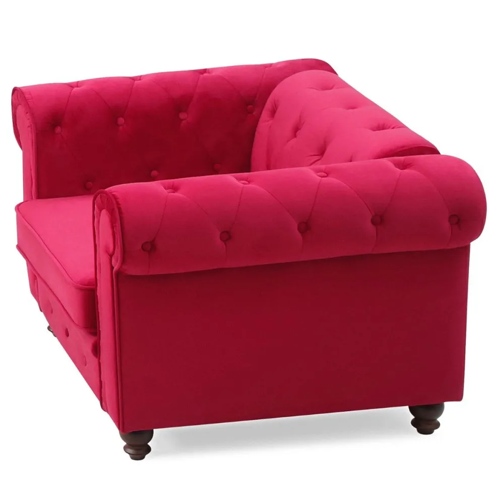 Grand fauteuil Chesterfield velours Rouge