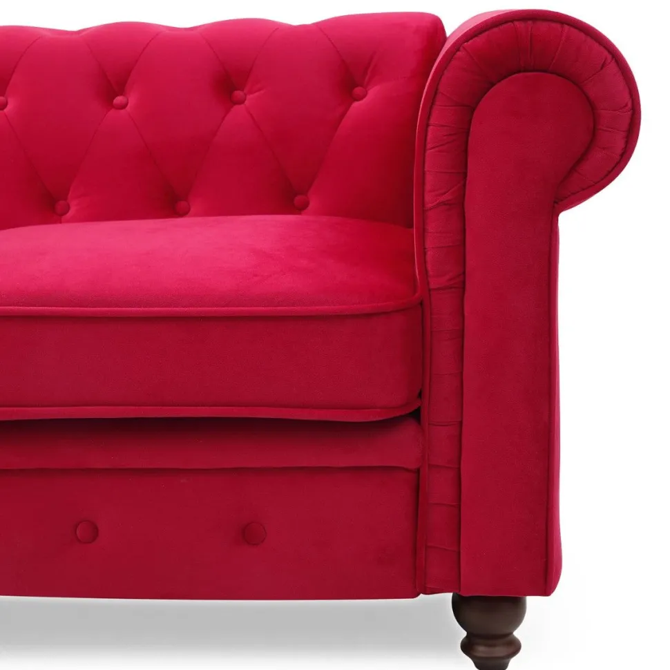 Grand fauteuil Chesterfield velours Rouge