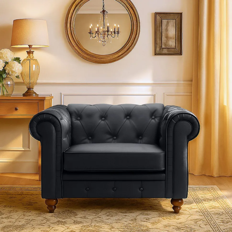 Grand fauteuil Chesterfield Noir
