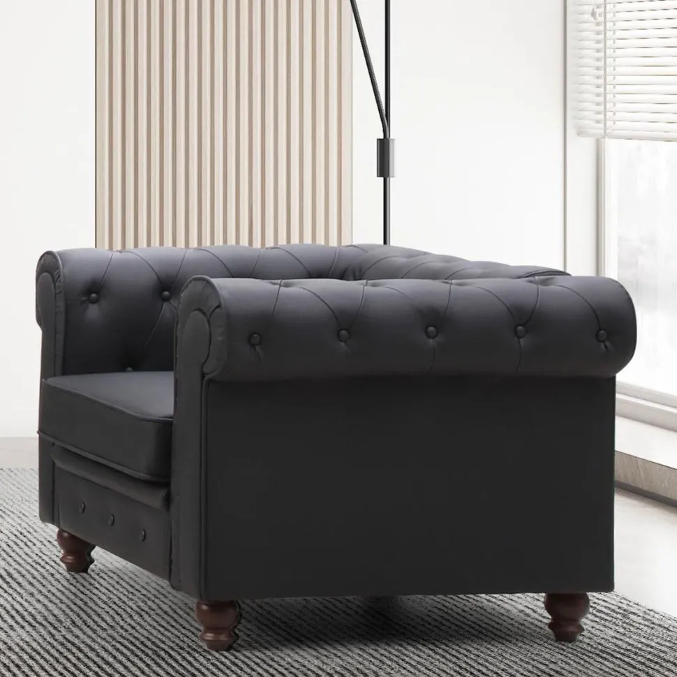 Grand fauteuil Chesterfield Noir
