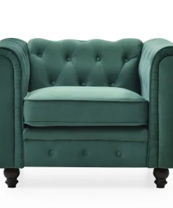 Grand fauteuil Chesterfield Velours Vert