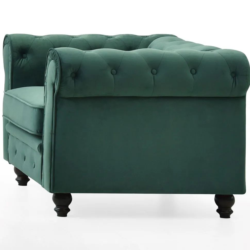 Grand fauteuil Chesterfield Velours Vert