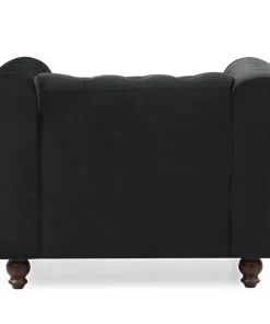 Grand fauteuil Chesterfield velours Noir