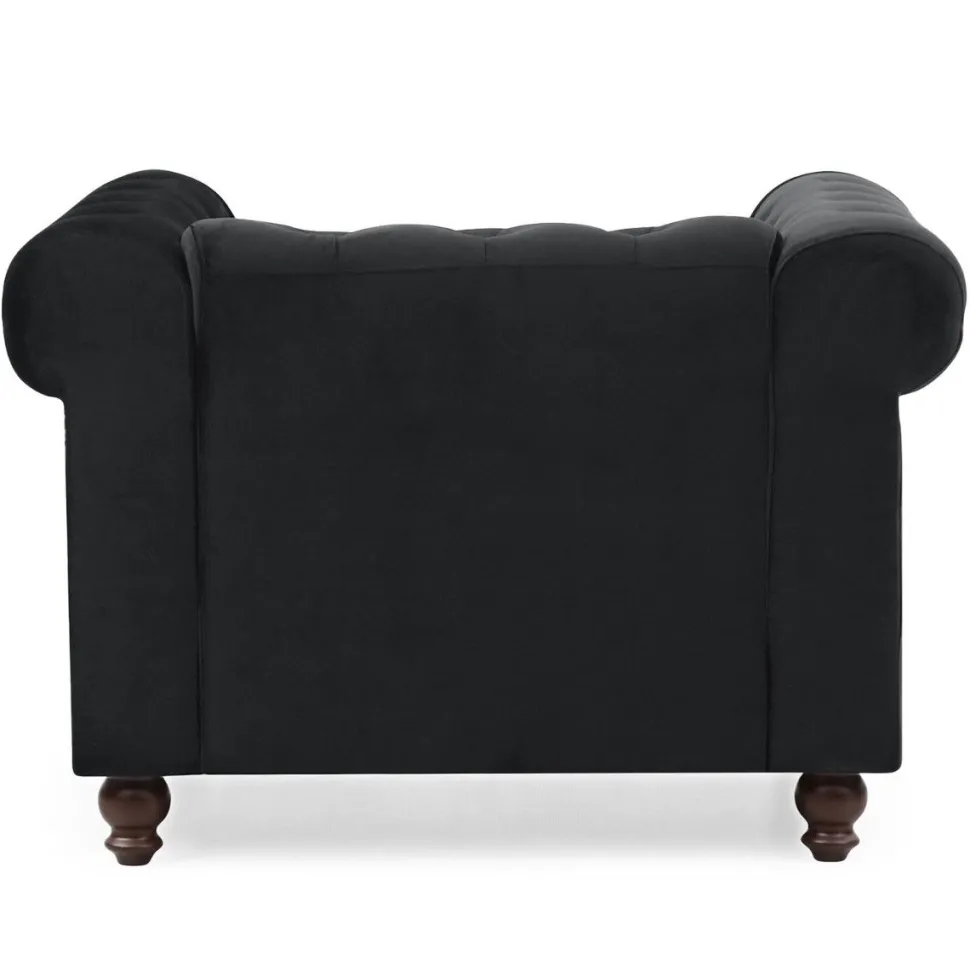Grand fauteuil Chesterfield velours Noir