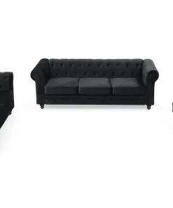 Grand fauteuil Chesterfield velours Noir