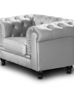 Grand fauteuil Chesterfield Argent