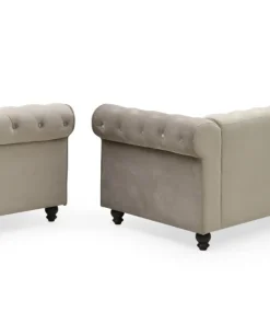 Grand fauteuil Chesterfield velours Taupe