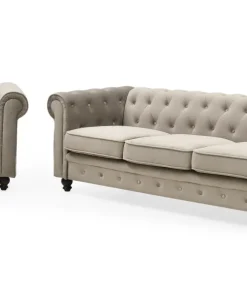 Grand fauteuil Chesterfield velours Taupe