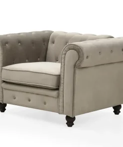 Grand fauteuil Chesterfield velours Taupe