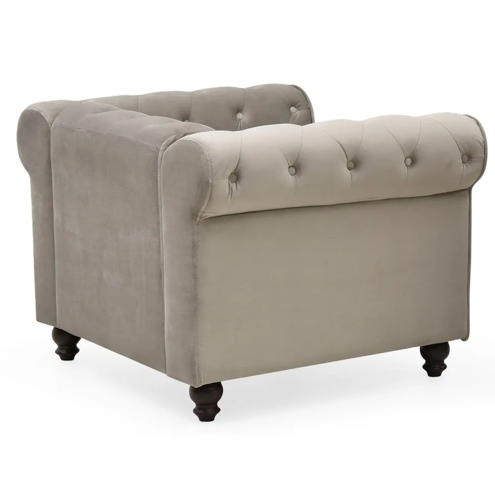 Grand fauteuil Chesterfield velours Taupe