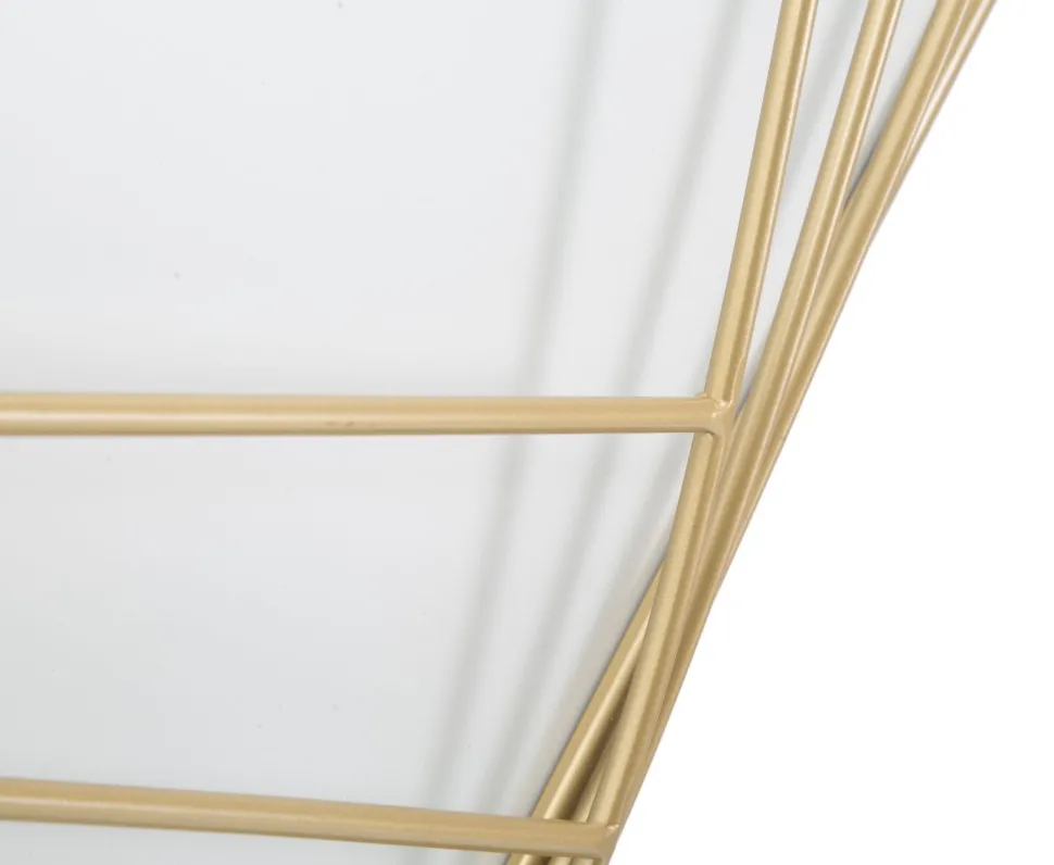 Horloge murale carrée métal doré et plastique blanc