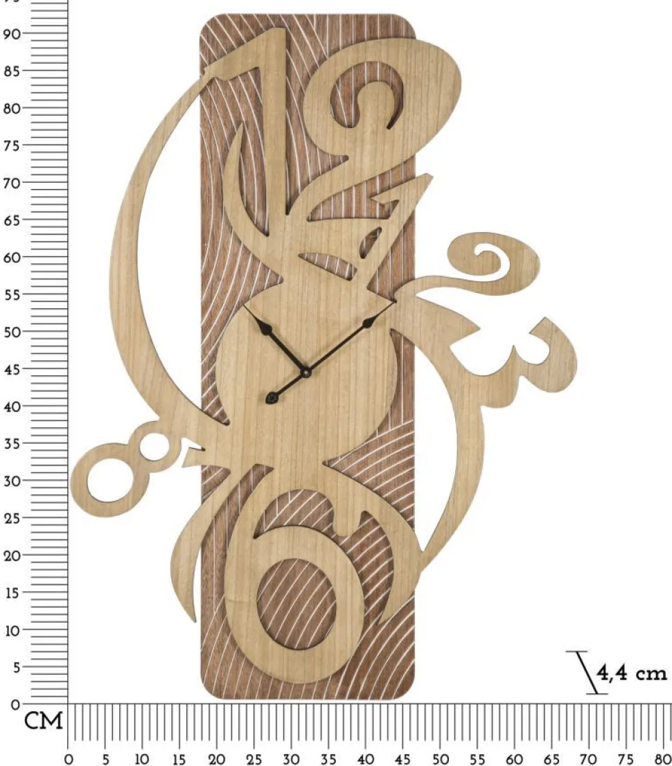 Horloge murale design futuriste M.D.F Bois Naturel