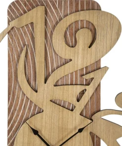 Horloge murale design futuriste M.D.F Bois Naturel