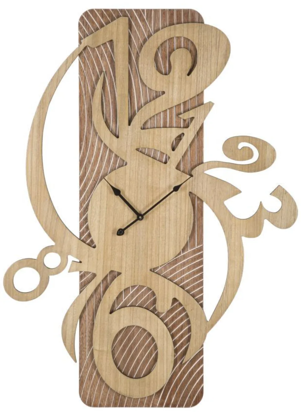 Horloge murale design futuriste M.D.F Bois Naturel