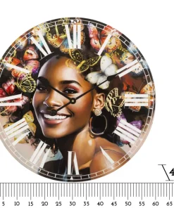 Horloge murale Kourt M.D.F motif femme et papillons colorés