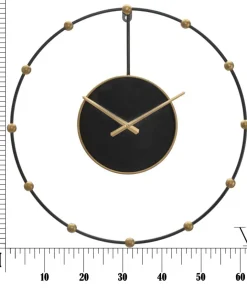 Horloge murale métal Noir et Doré