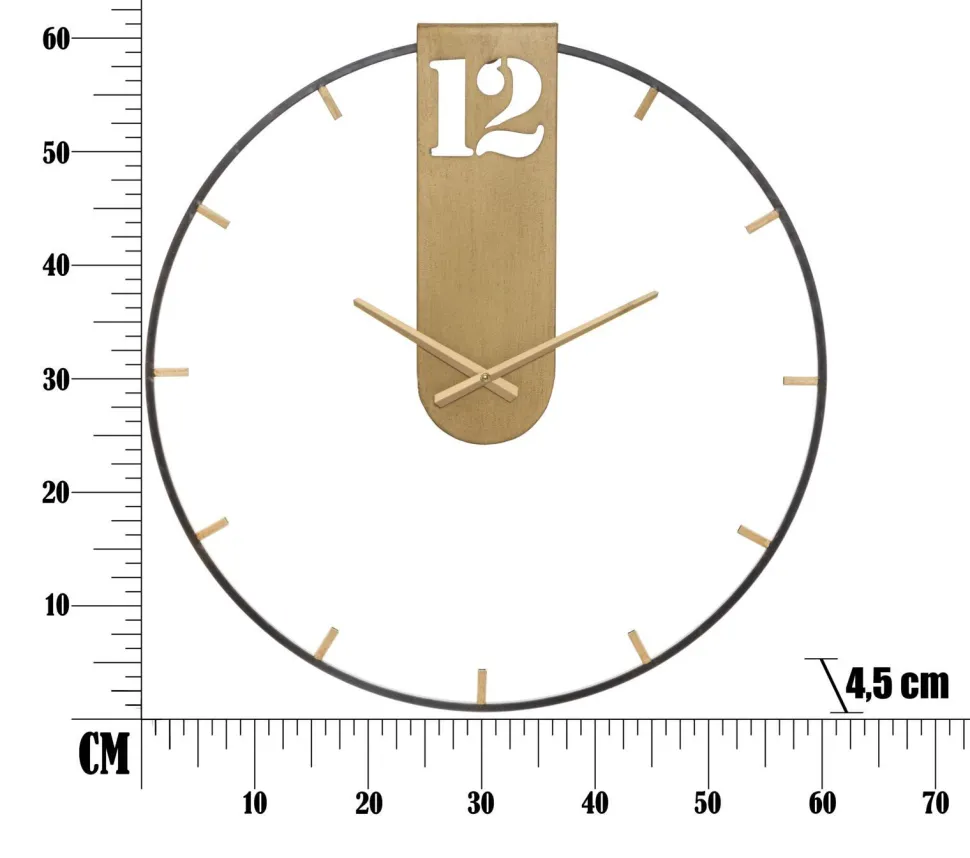 Horloge murale métal Noir et Doré