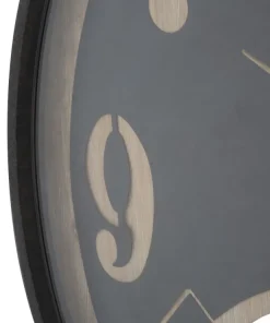 Horloge murale ronde décorative engrenages Fer M.D.F Noir et Brun