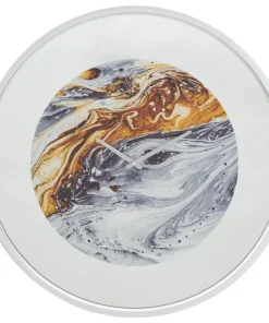 Horloge murale ronde design abstrait Fer M.D.F et verre gris