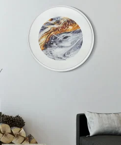 Horloge murale ronde design abstrait Fer M.D.F et verre gris