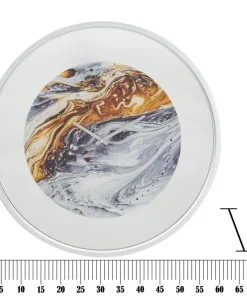 Horloge murale ronde design abstrait Fer M.D.F et verre gris