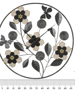 Horloge murale ronde Divaker Fer Noir et M.D.F Marron