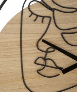 Horloge murale ronde en métal et MDF noir et brun