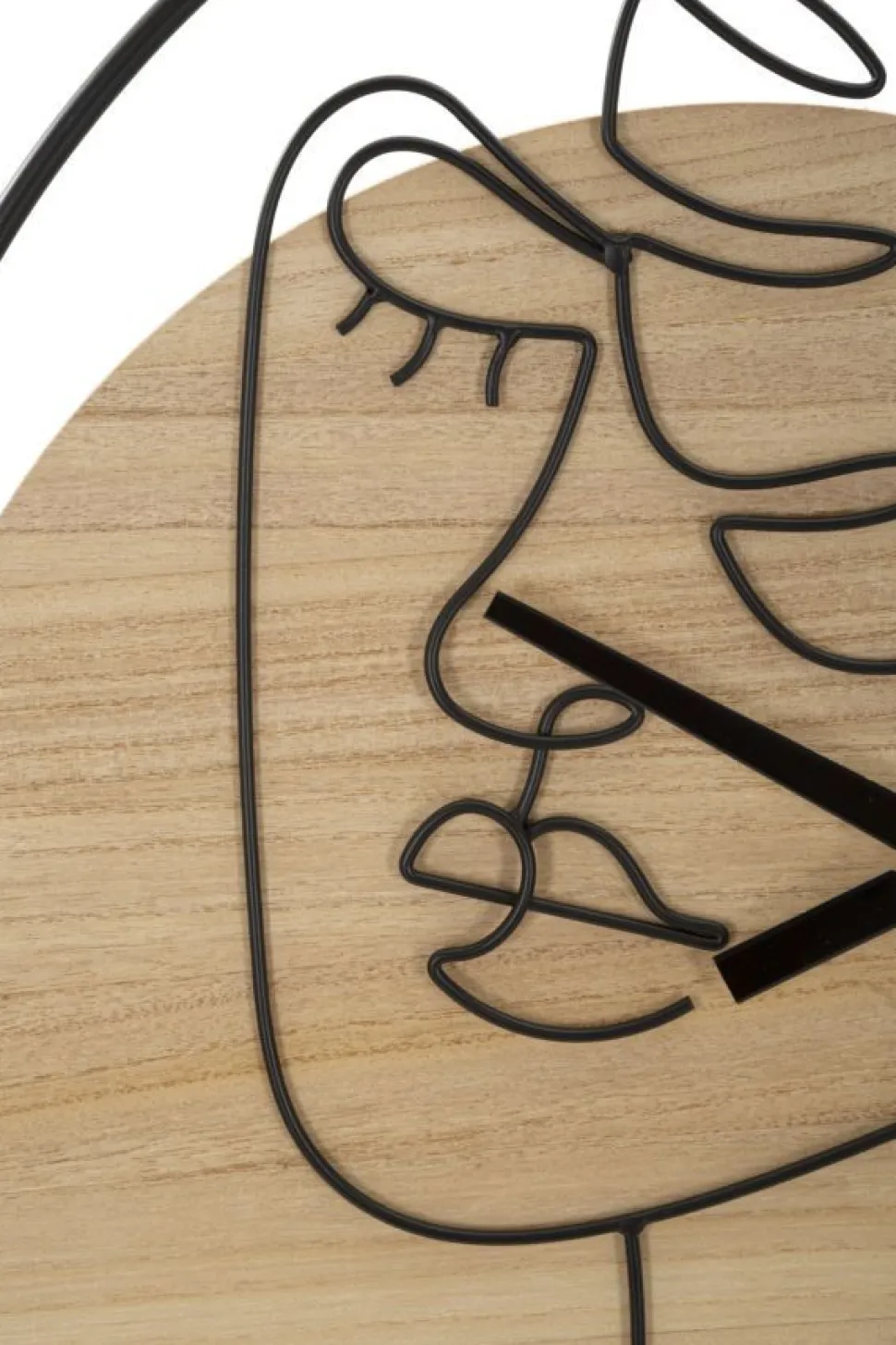 Horloge murale ronde en métal et MDF noir et brun