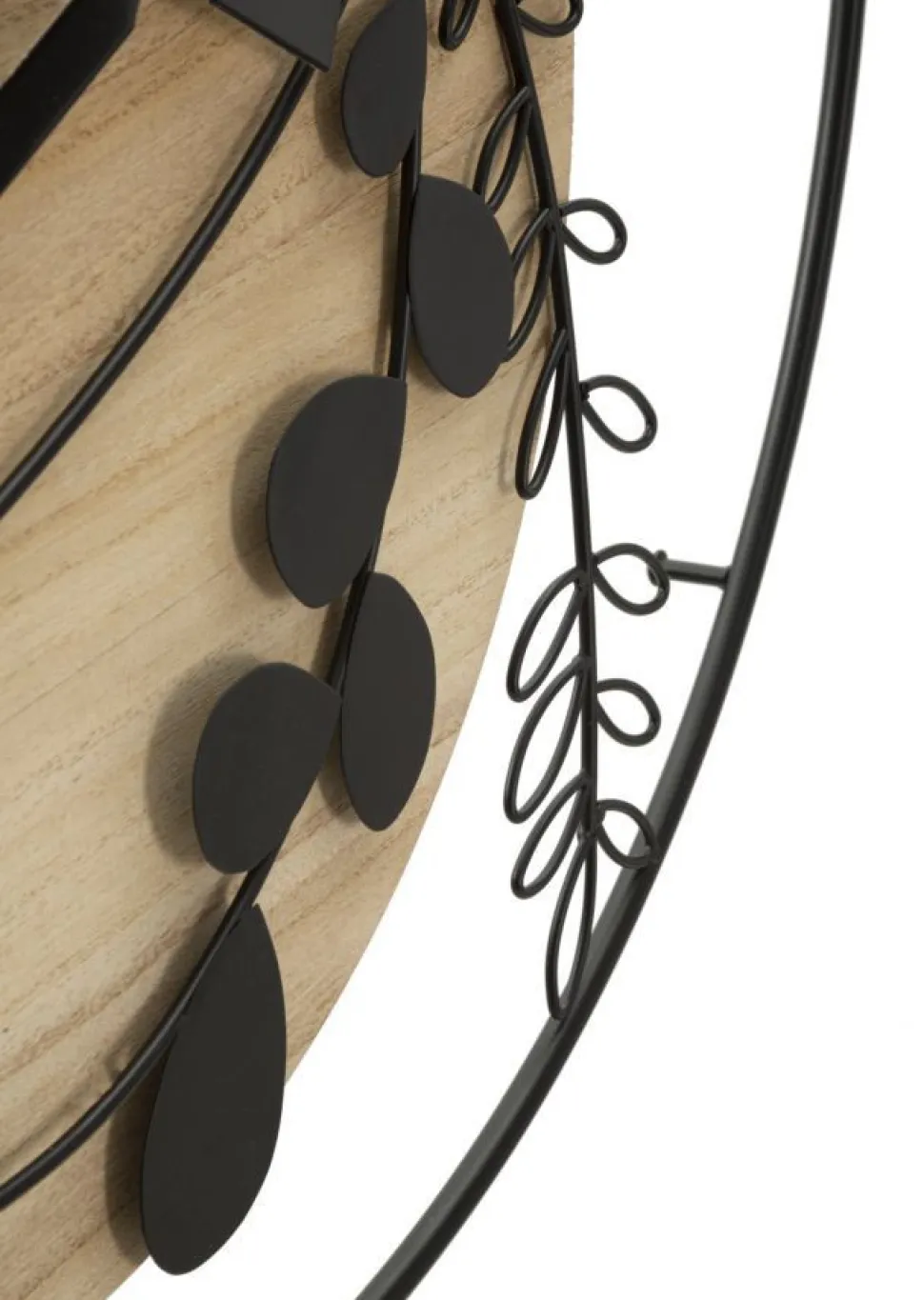 Horloge murale ronde en métal et MDF noir et brun