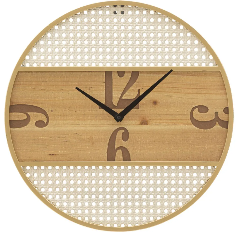 Horloge murale ronde Fuji Fer et M.D.F Paille de Vienne