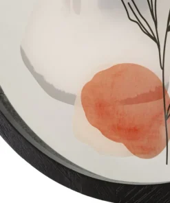 Horloge murale ronde motif rose fer et verre multicolore
