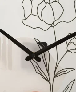 Horloge murale ronde motif rose fer et verre multicolore